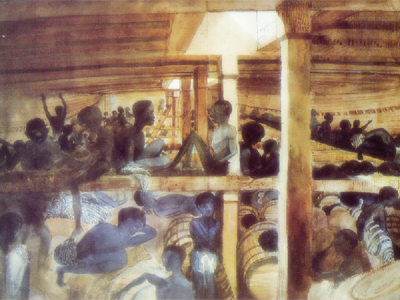 View of the Deck of the Slave Ship Alabanoz by Lieutenant Francis Meynell, 1846